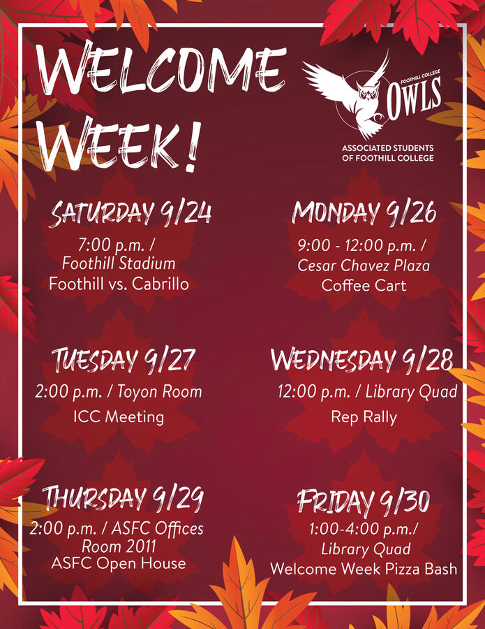 Welcome Week Events Poster